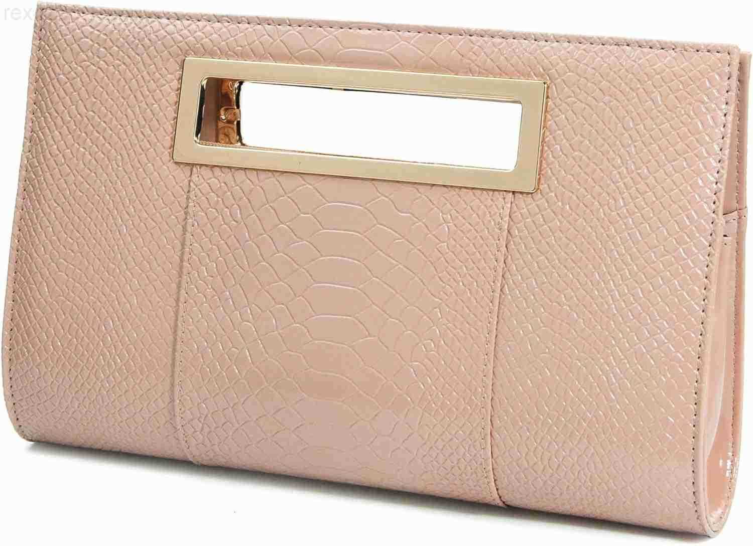 Classic Crocodile Pattern Faux Leather Metal Grip Cut it out Clutch with Shoulder Strap Womens HandbagW250903