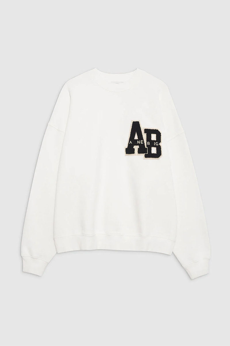 Designer AB Classic Fall/Winter 2025 Hand-Embroidered Letter Print Fleece Sweatshirt For Women - Crew Neck Regular Fit Cotton Pullover Streetwear