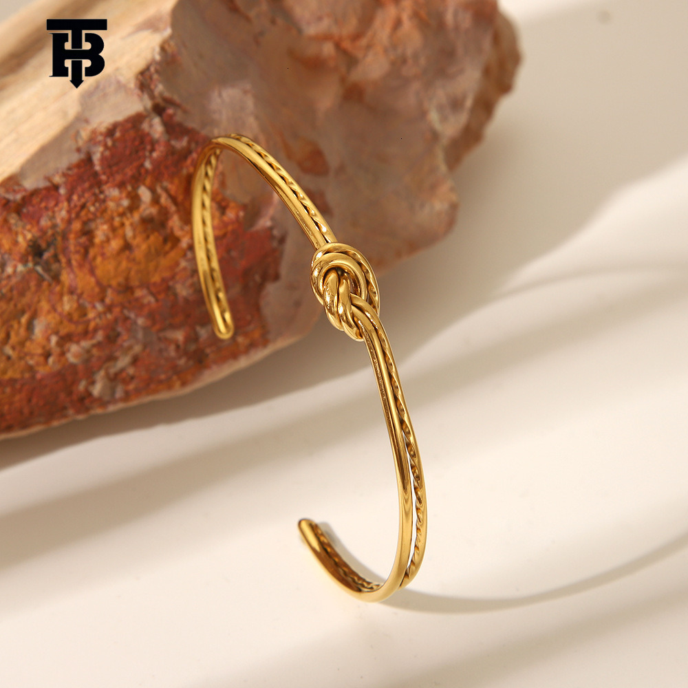 TB BHULAMTE New Designer Jewelry Bracelet Ladies' Knot Twist-open Bracelet, Outdoor Sports Niche Design Simple Style Bracelet Jewelry