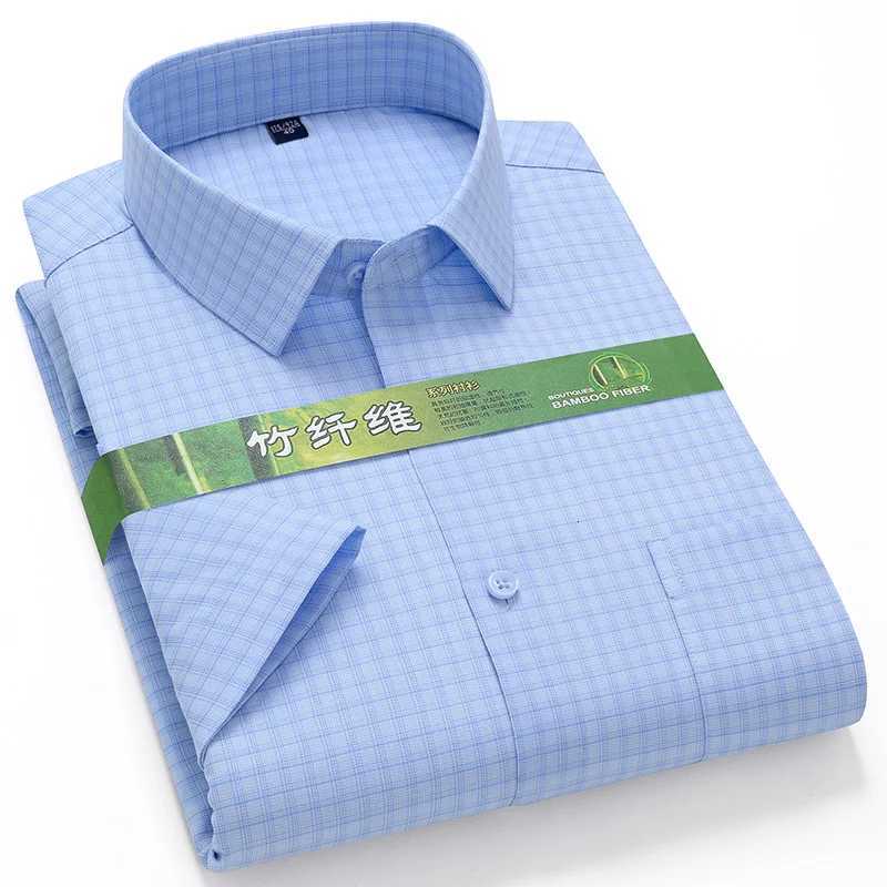 New in shirt hightqulity Bamboo fiber summer short sleeve shirts for man slim fit foraml plain shirt soft elegant office clothes X250903