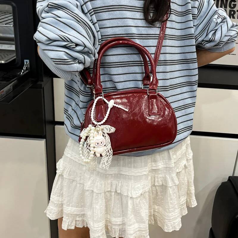 Luxury Handbag Faionable Red Women's Handbag 2025 New Summer Crossbody Soft PU Leather Casual Single Oulder Bag With Zipper Closure Handbag BagVo