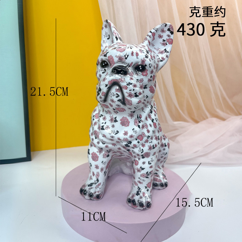 Decorative Objects Figurines Painted Colorfu Bulldog Sculpture Ornaments Desk Decoration Wine Cabinet Office Decor Nodic Home Decor Decorative Figurin