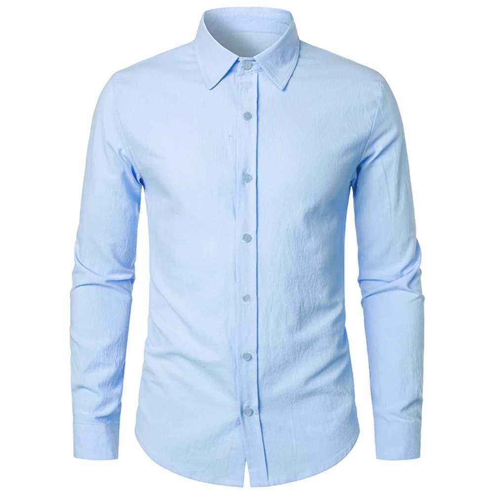 Cotton Linen Shirt for Men Slim Fit Tops Long Sleeve Bussiness Shirt Spring Autumn Casual Formal Mens Shirts X250903
