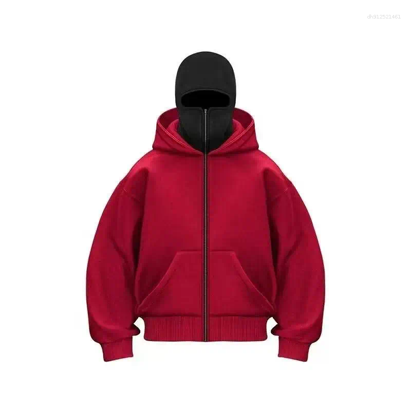 Men's Hoodies Winter Hoodie With Balaclava Face Mask Zipper Design Sports Jacket For Outdoor Activities Hiking Travel Running Sweatshirt