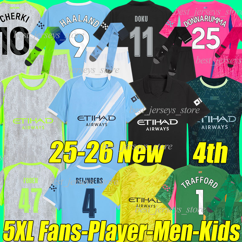 5XL 2025/26 HAALAND DONNARUMMA 4th soccer jerseys CHERKI REIJNDERS FODEN MARMOUSH DOKU RODRIGO MAN CITY BERNARDO MATHEUS N. football shirts men kids kits socks sets