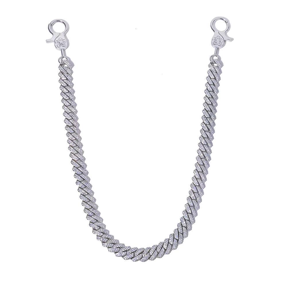 NUOYA 14mm Iced Out Diamond Cuban Chain Prong Link Pants Chain Hip Hop Fashion Jewelry Gold Plated Gift for Men Women