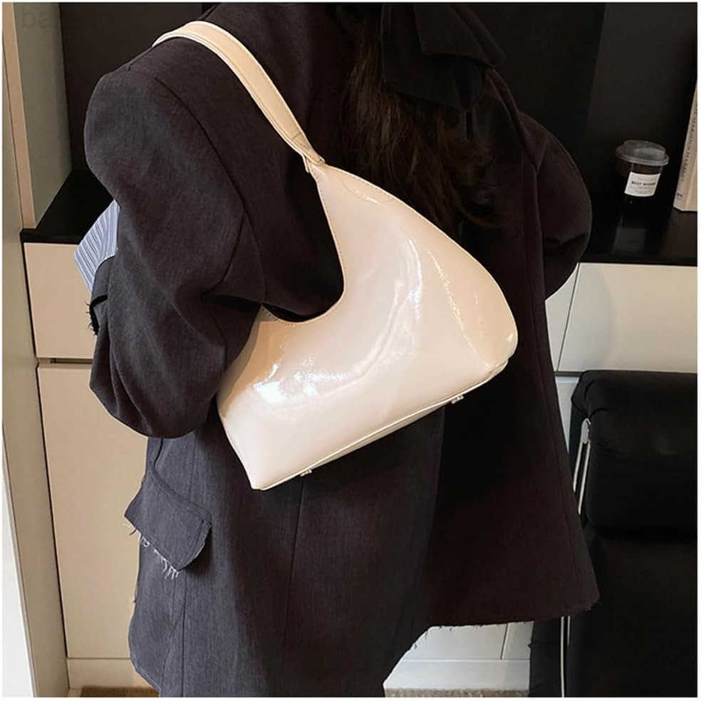 Leather Hobo Shiny Handbags Cute Evening Clutch Armpit Shoulder Bag Crescent Purse M250903