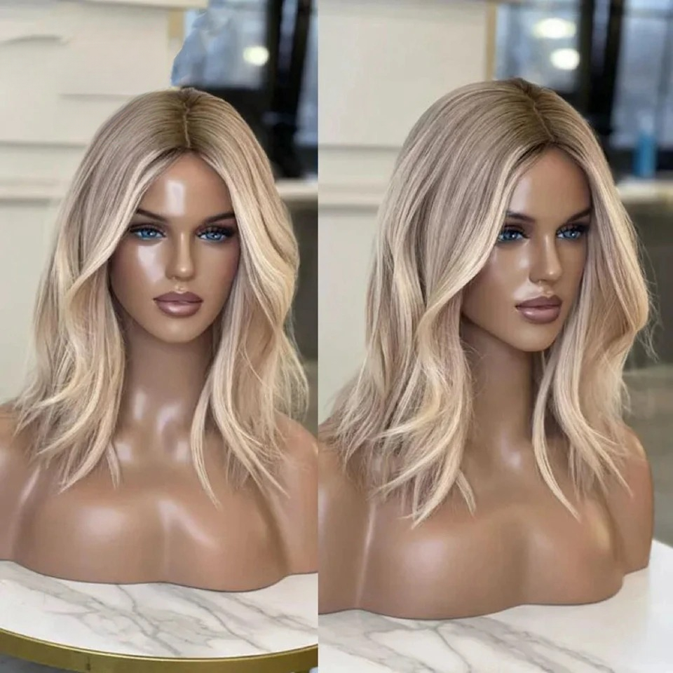 13x4 Short Blonde Lace Front Wig Body Wave Brown Highlight Preplucked Hairline 13x6 HD Lace Frontal Wig High Density Pre Plucked Glueless Wigs