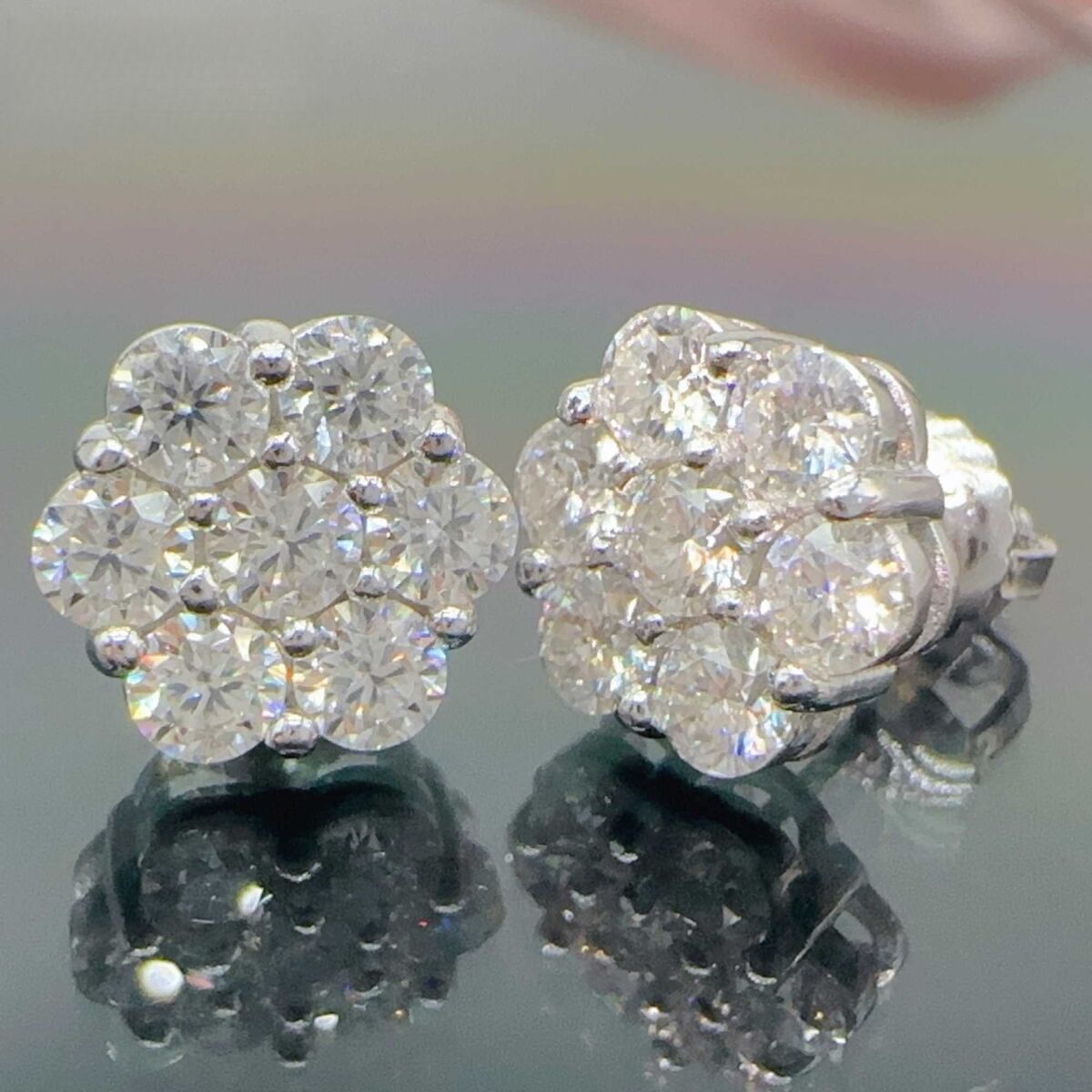 High-end luxury earrings Iced out cluster lab dia screw back sier wer vvs moissanite stud earrings for men women