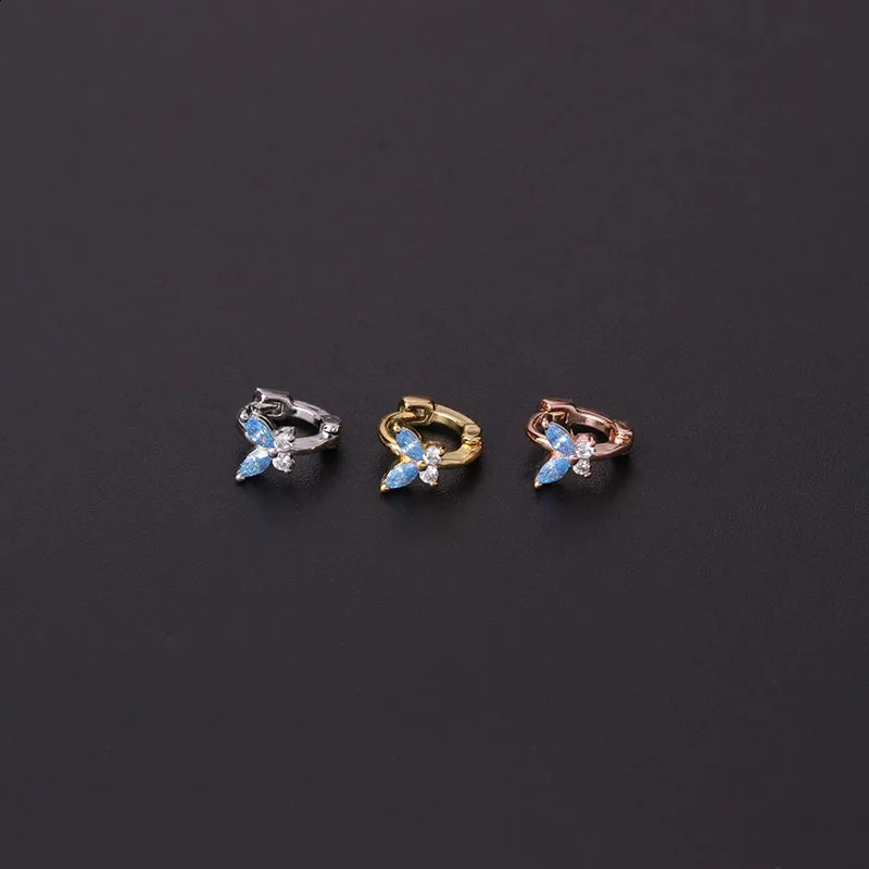 1Pcs Simple Mini Butterfly Hoop Earrings Fashion Pink Blue White CZ Cartilage Earring Cute Small Ear Bone Nail Piercing Jewelry 250903