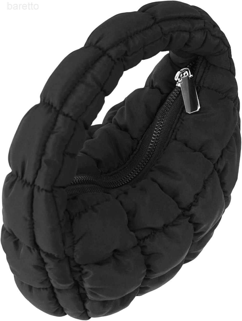 carrotez Small Quilted Crescent Bag for Women Mini Puffer Purse Puffy Bubble Bag Black M250903