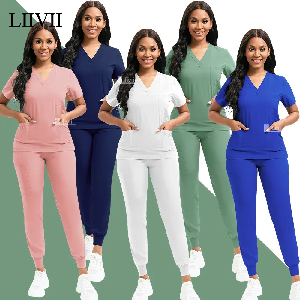 Nurse Uniform 2Piece Workwear Scrubs Set Hospital Uniform Surgery Dentist Overalls Spa Clinical Beauty Work Wear 250902