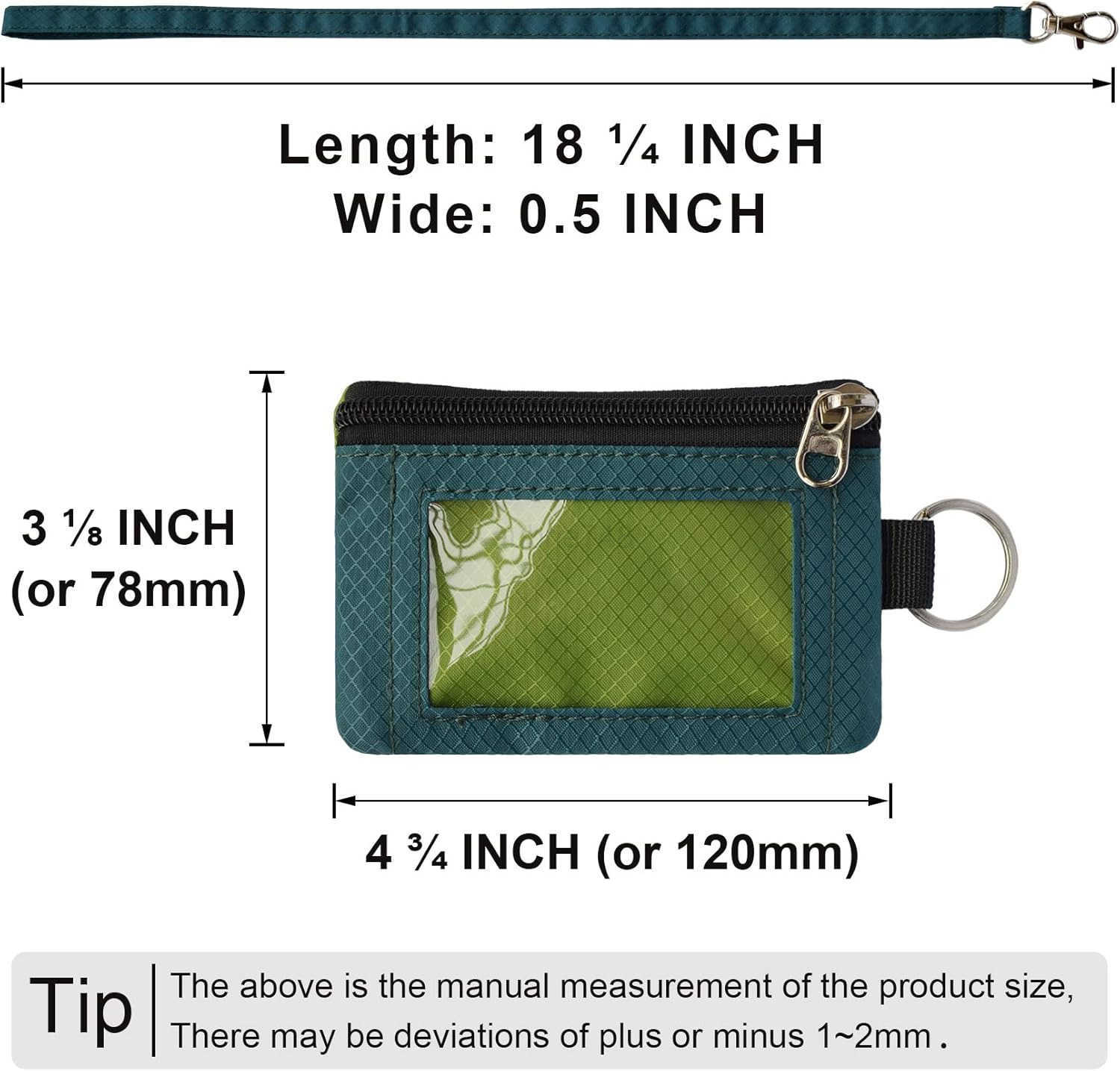 Minimalist RFID Blocking Small Wallet with ID WindowWaterResistant Zip Id Case Wallet with Lanyard Keychain for CardsCashTravelWomenMen GreenOnionDar 