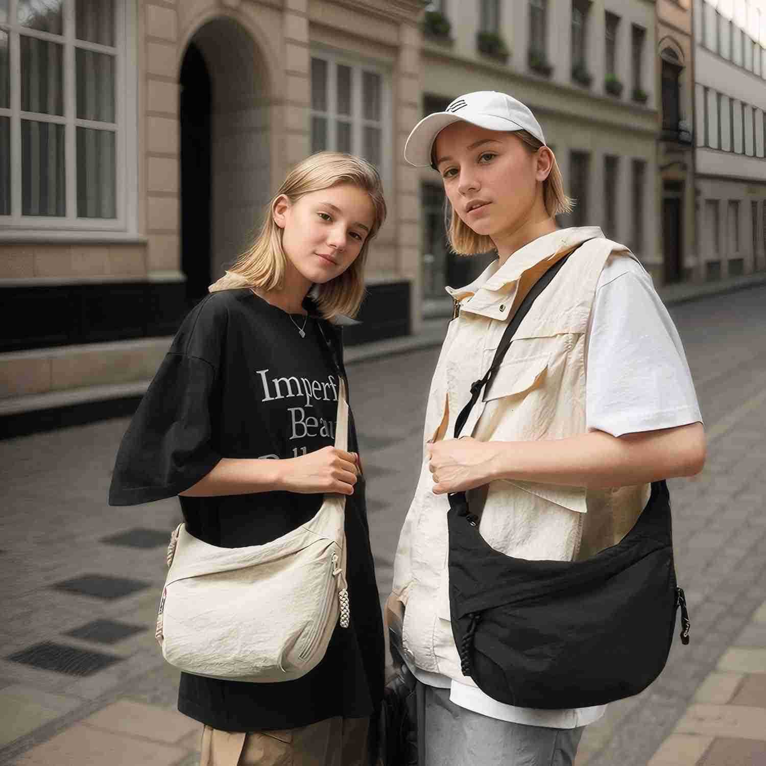 Trendy Nylon Crescent Crossbody Purse Hobo Shoulder Bag M250903