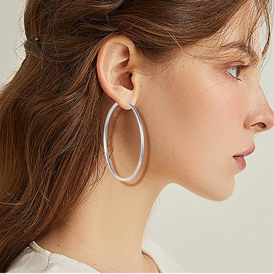 9 Pairs Clip on Hoop Earrings Non Pierced Fake Spring Hoop Earrings for Women Men Silver Tone