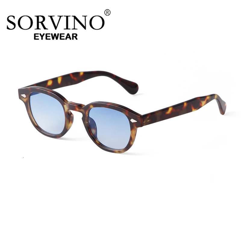 SORVINO Round Retro Rivet Tortoiseshell Sunglasses Women Men Vintage Leopard Blue Len Square Sun Glasses UV400 250902