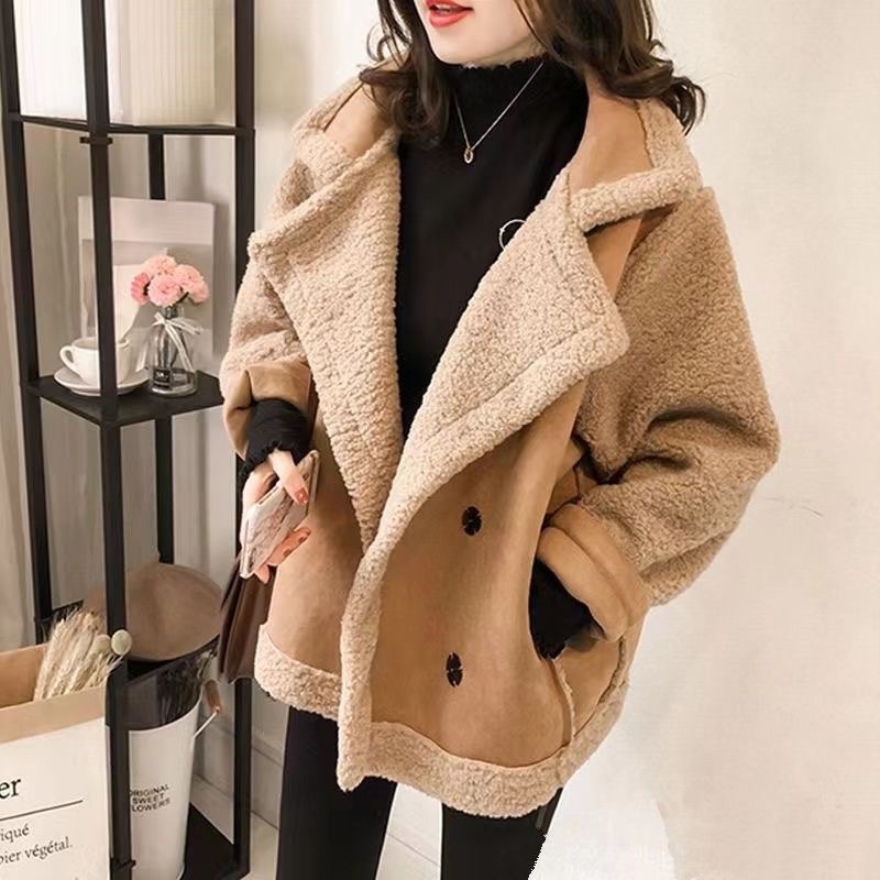 Winter coat for women Fashion Thick Warm Double-sided Fur in one Jacket Vintage Long Sleeve Female Outerwear Chic Tops R250903