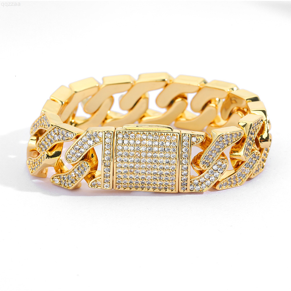 NUOYA Women Bling Moissanite Stone Cuban Link Bracelet Gold Plated Iced Out Diamond Cuban Chain Bracelet Fashion Jewelry