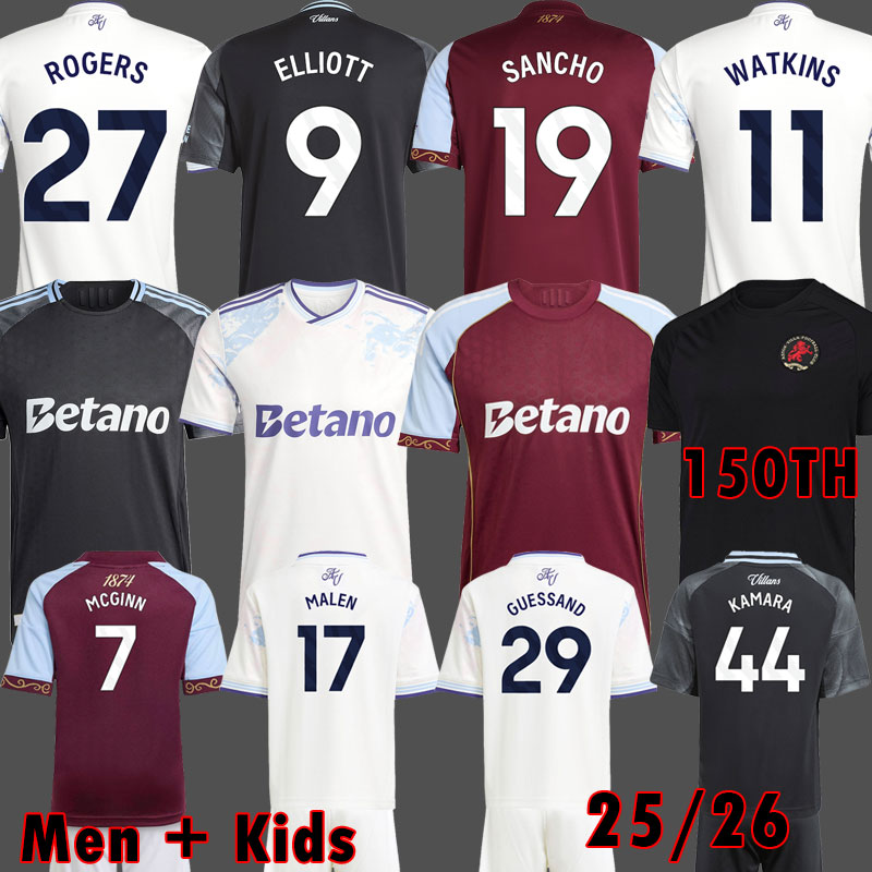 2025 150 Year Anniversary Kit ELLIOTT Aston Soccer Jerseys Villa Kits 25 26 WATKINS McGINN SANCHO men kids 150TH football Shirts ALLIV ROGERS Uniform Special BUENDIA