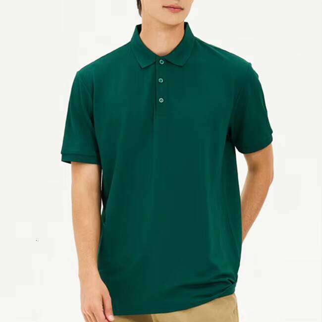 Men's Comfortable Short Sleeve Golf Shirt Eco-Friendly Recycled Fiber Antibacterial Turn-Down Collar Solid Color