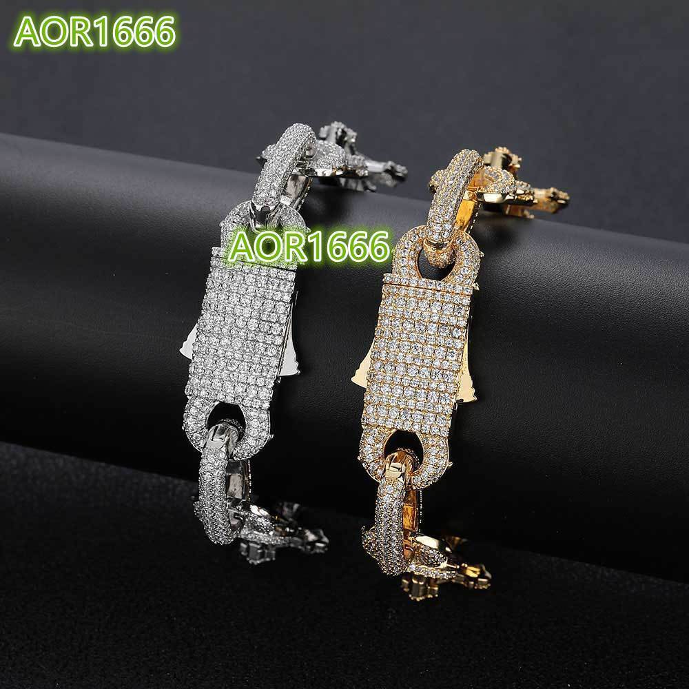 Shiny Diamond Cross Bracelet Silver Micro Pave Moissanite Infinity Chain Iced Miami Cuban Link Hip Hop Fine Chain Bracelets