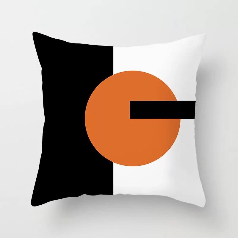 Luxury Designer Orange Color Geometric Cushion Covers Horse Pattern Modern Nordic Fashion Simple Pillow Covers Decorative Livingroom Sofa Couch
