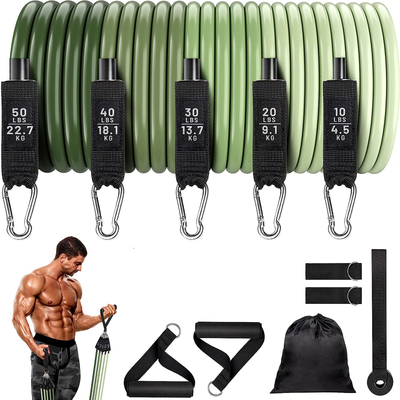 11-Piece Fiess Band Set Yoga Resistance Bands for Men Home Use Training Rope