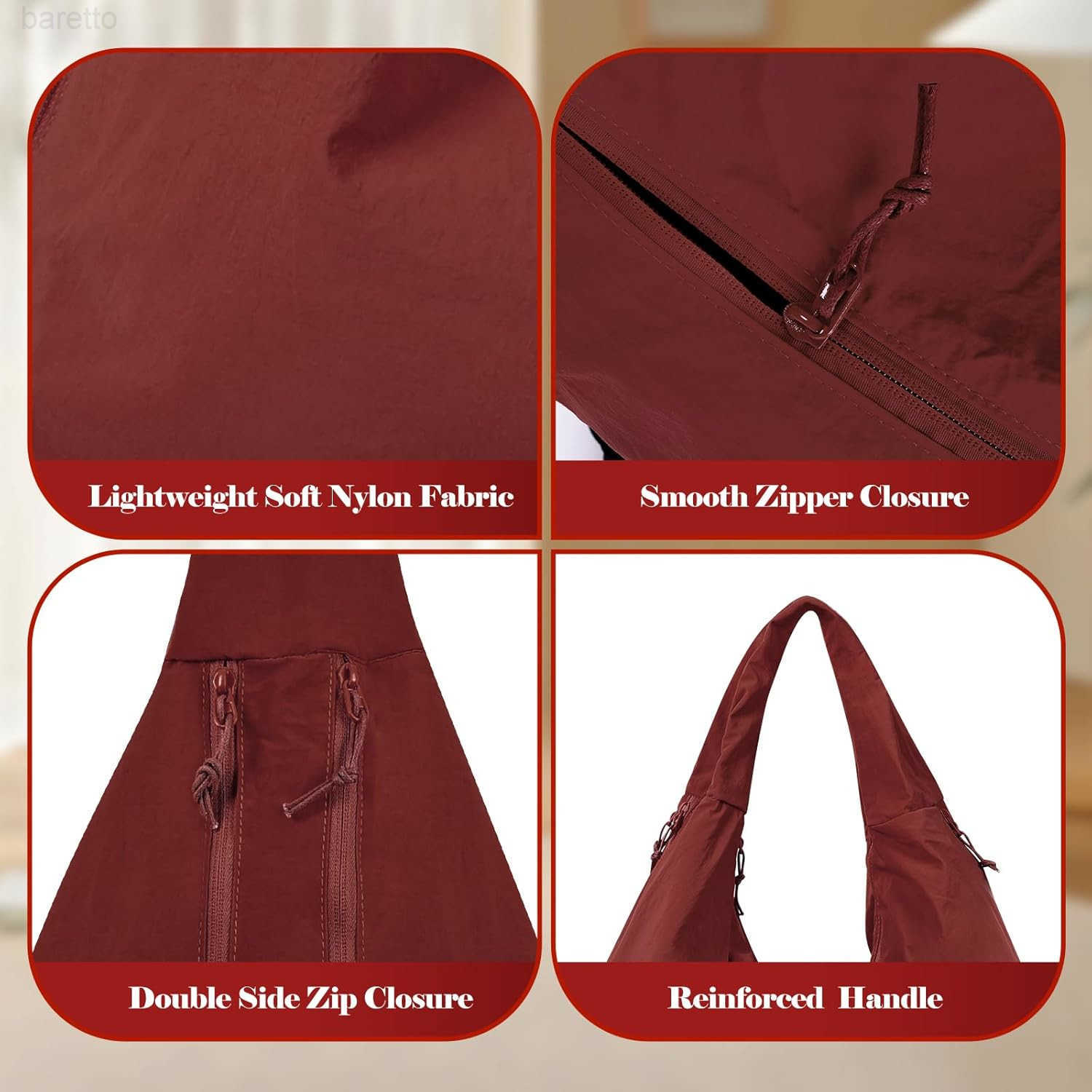 Tote Bag Multipockets Nylon Purse Large Hobo Bag for Women Solid Color Crescent Handbag M250903