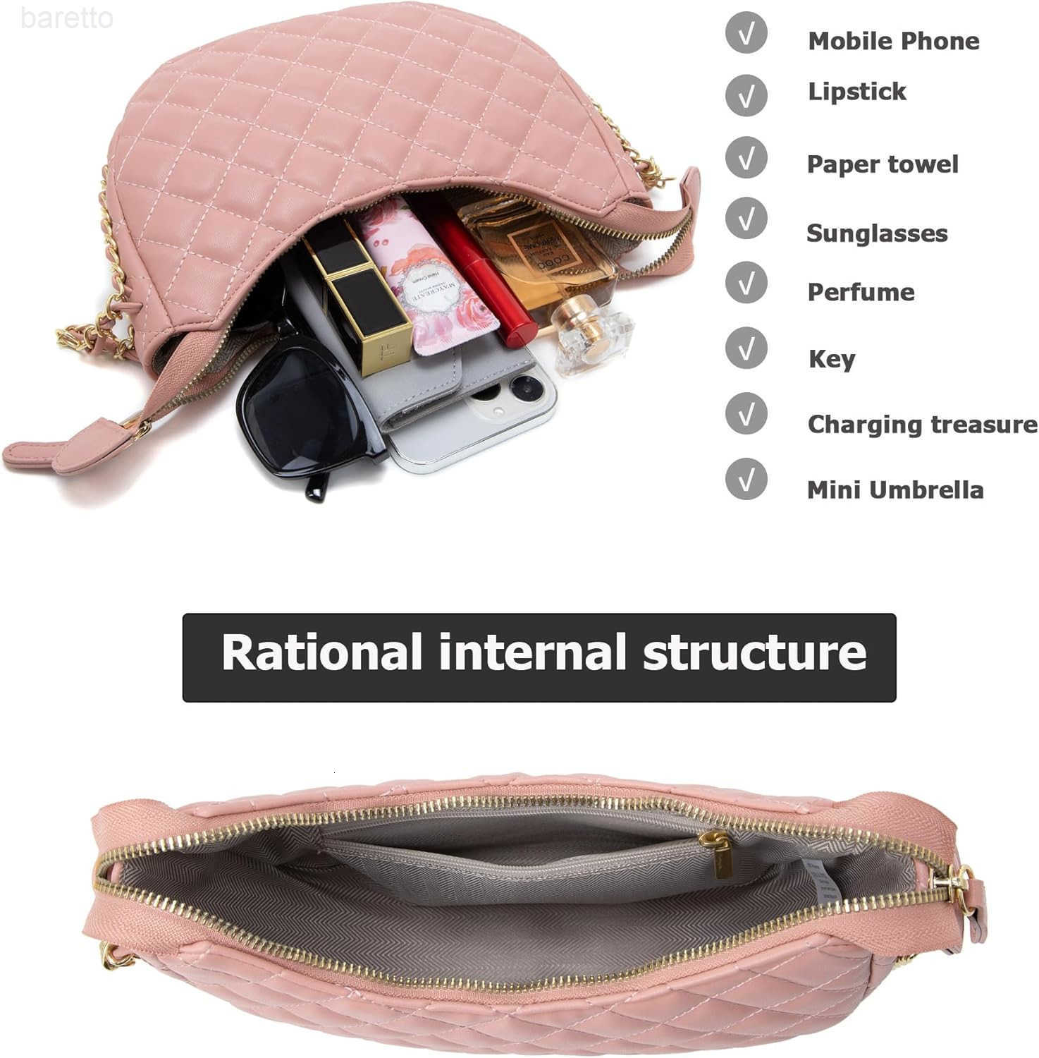 Leather Crossbody Hobo Bag for Women Lightweight Crescent Travel Sling Shoulder Bag with Removable Strap M250903