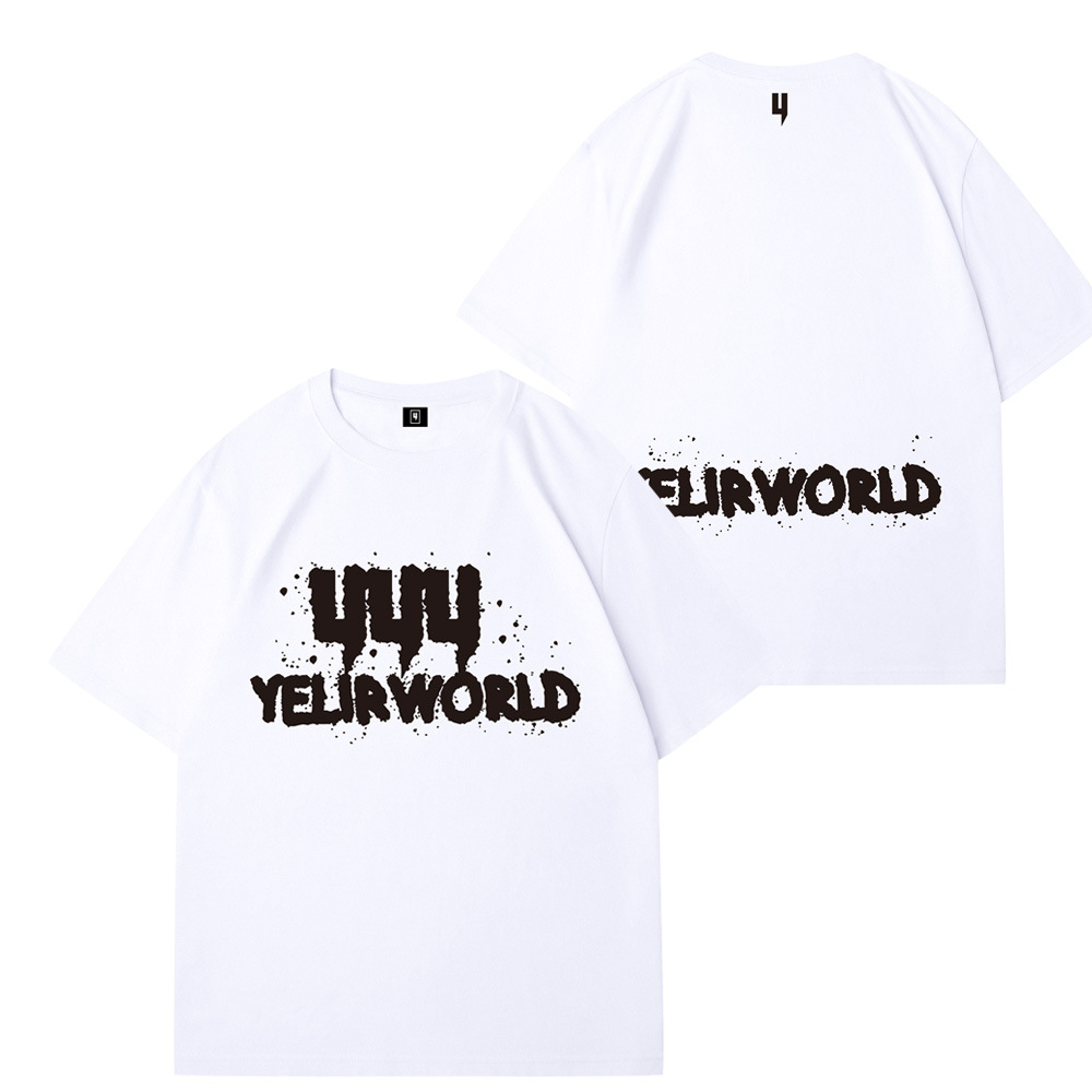Men's T-Shirts Yelir World Trendy Letter Print Black And White Comfortable Cotton Luxurious Design Hip-hop Trendy Sports Summer Set Men's Sh