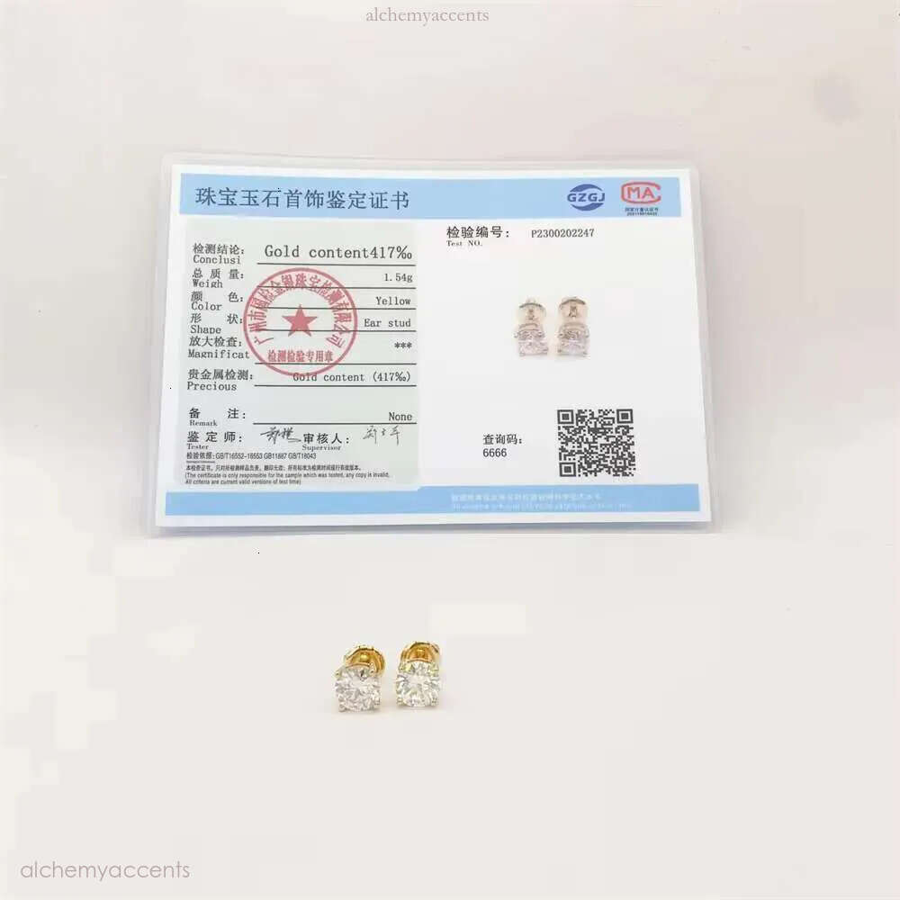 Hot Selling Top Quality Stud Earring Pass Dia Tester Screw Back Hip Hop 10k Solid Gold Earrings Moissanite Jewelry