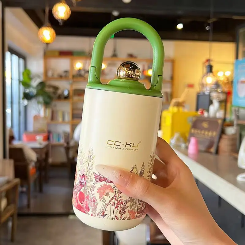 Designer Water Bottle Luxury Crystal Girls Portable Double Wall Vacuum Reusable Coffee Cups Travel Mug Stainless Steel Insulated Thermos Tumbler with 