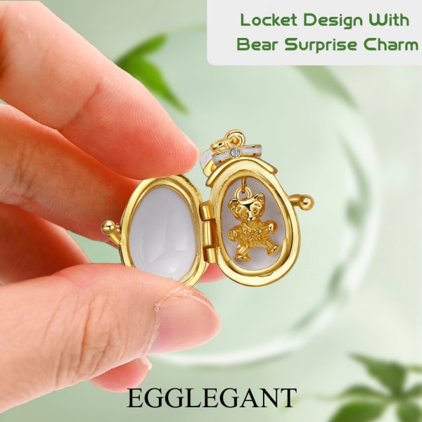 Necklace & apendant Cute teddy bear enamel pendant with leaf pattern EL22-5