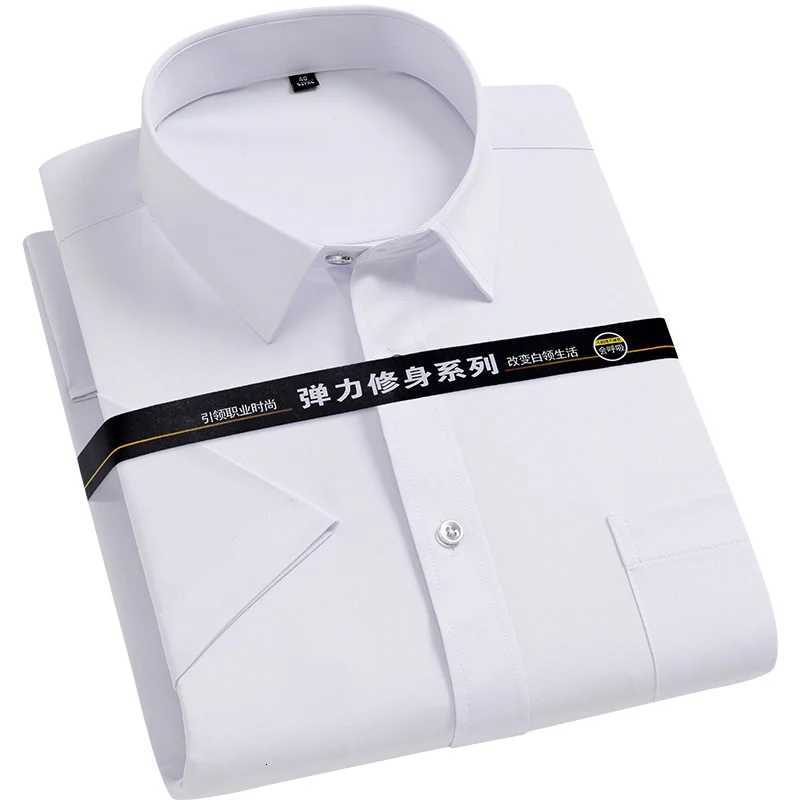 Men Short Sleeve Dress Shirt Non Iron Solid Color Basic Business Social Stretch Summer Fashion Comfortable Formal Shirts Regular X250903