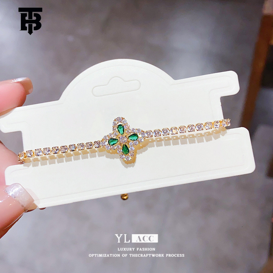 TB BHULAMTE Designer Ladies' Luxurious Style Zircon Rhombic Flower Bracelet With Petal Niche Elegant High-end Women's Jewelry