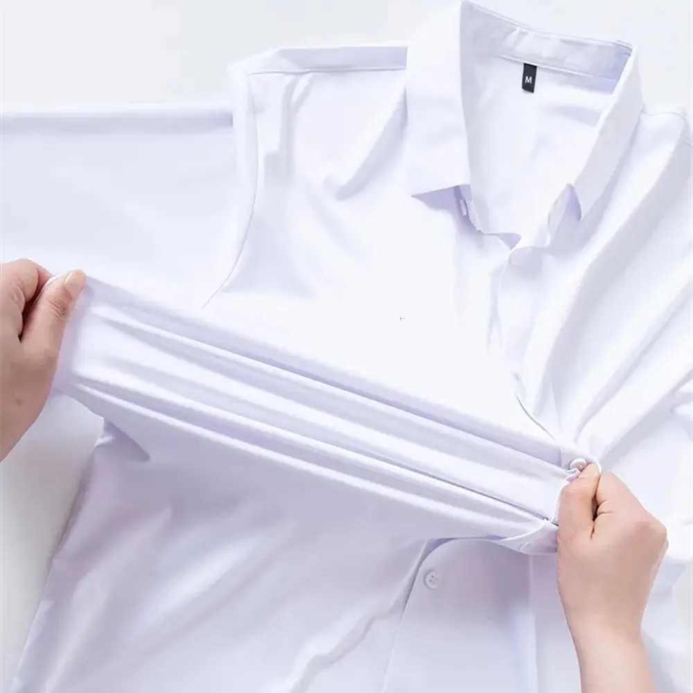 New Mens Business Casual Long Sleeved Solid Color Shirt Wrinkle Resistant Wrinkle Free Comfortable All Season White Versatile X250903