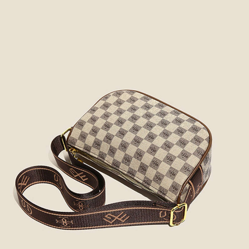 2025 Spring Elegant Versatile Retro Printed Bag Women's Minimalist Urban Small Square Shoulder Crossbody Bag Khaki Brown