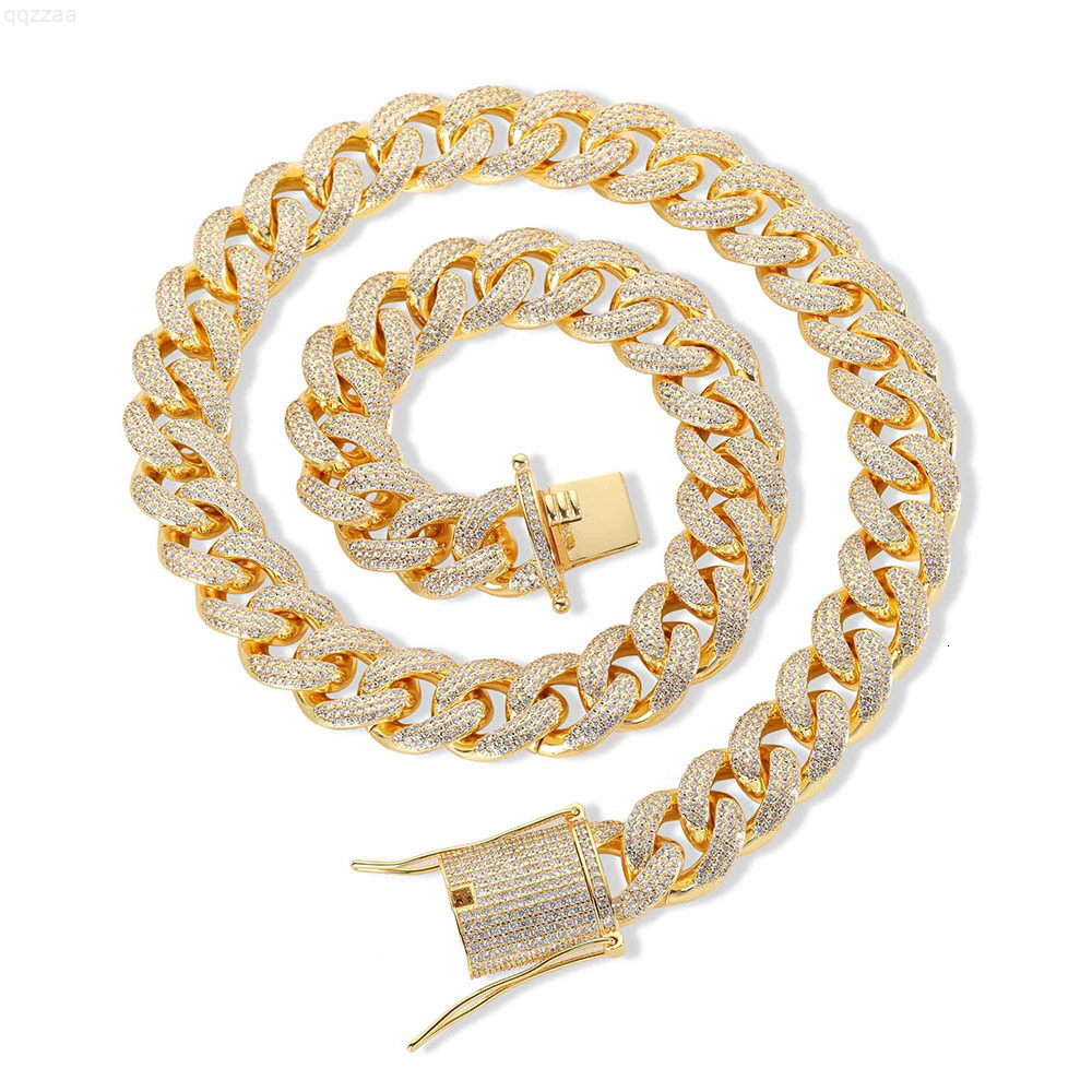 15mm Cuban Link Chain Necklace Iced Out Chunky Cadena Moissanite Hip Hop Cuban Chain