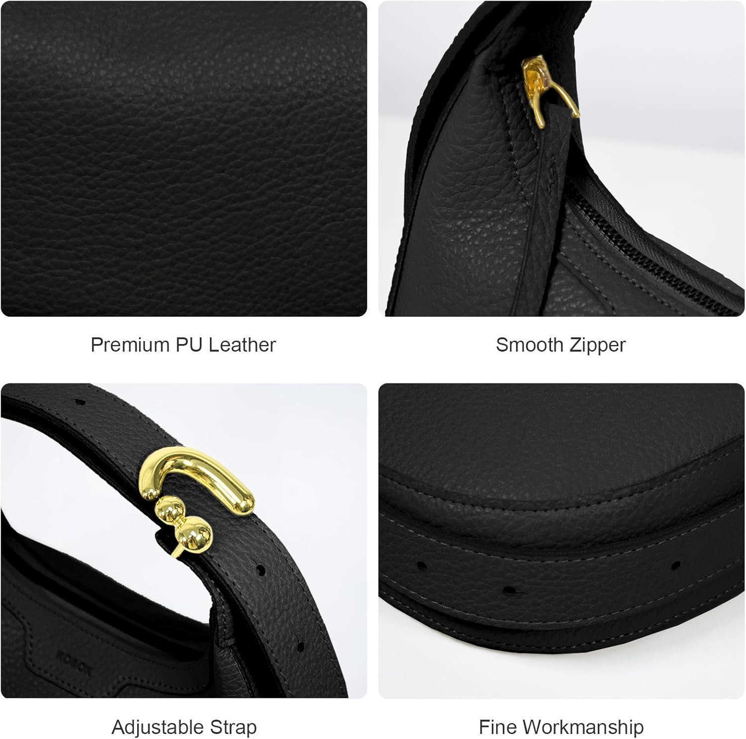 Leather Crescent Shoulder Bag for Women Crossbody Handbag Saddle Bag Chic Satchel Purse M250903