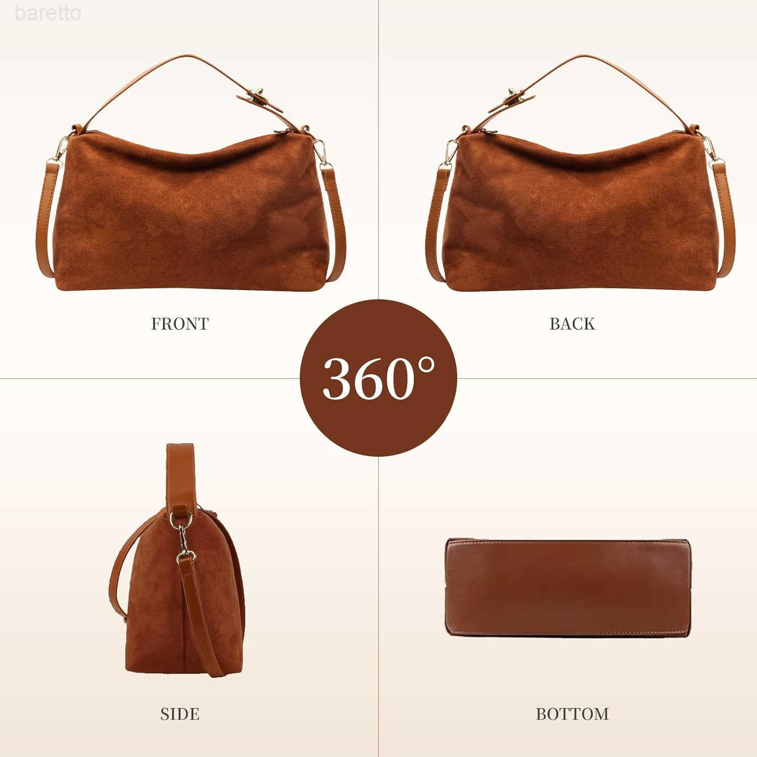 Bags for Women Brown Suede Purses Suede Tote Handbag Slouchy Shoulder Bag Retro Crossbody Hobo Bag 2025 M250903