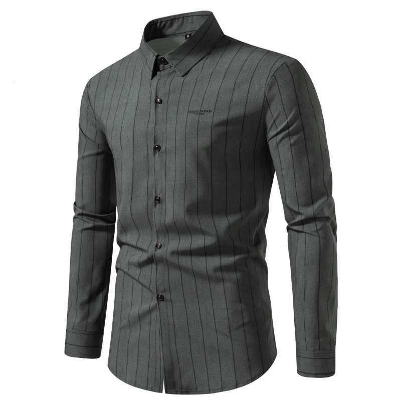 2023 New Mens High Quality Shirt Business Casual Loose Breathable Silk Smooth Stripe Design Shirts men shirts X250903