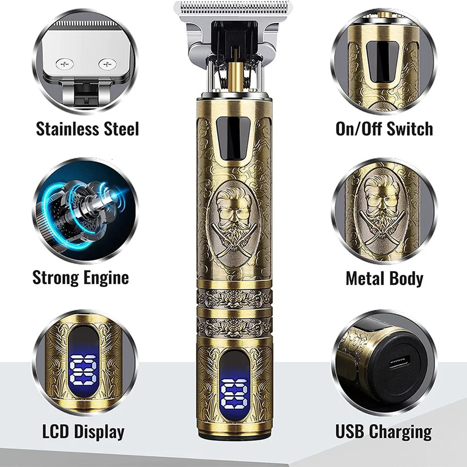 Electric Hair Clipper With LCD Display Oil Head Cutting Machine Beard Trimmer Rechargeable USB Shaver For Men Father 250825