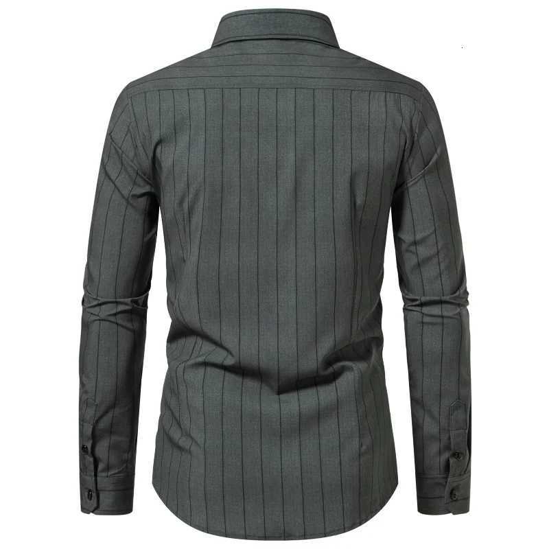 2023 New Mens High Quality Shirt Business Casual Loose Breathable Silk Smooth Stripe Design Shirts men shirts X250903