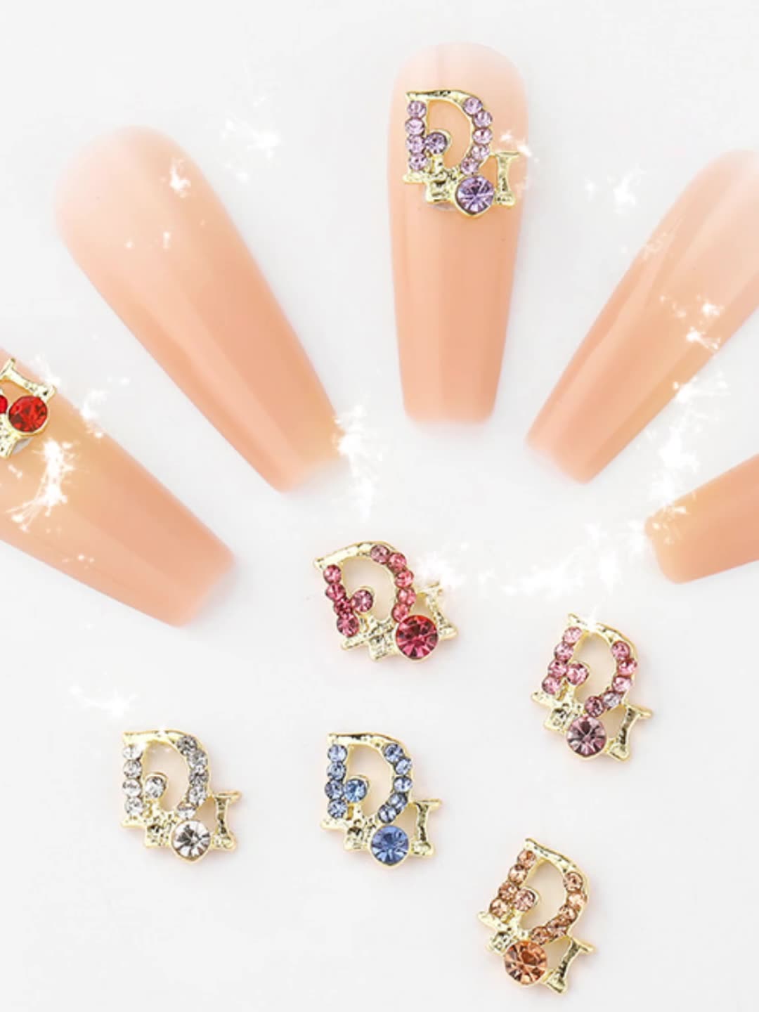 Handcrafted Nail Stickers European American INS-Style 3D Sparkly Rhinestone Letter Nail Art Accessories for DIY, INS Bestseller