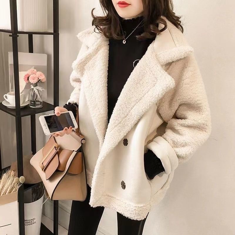 Winter coat for women Fashion Thick Warm Double-sided Fur in one Jacket Vintage Long Sleeve Female Outerwear Chic Tops R250903
