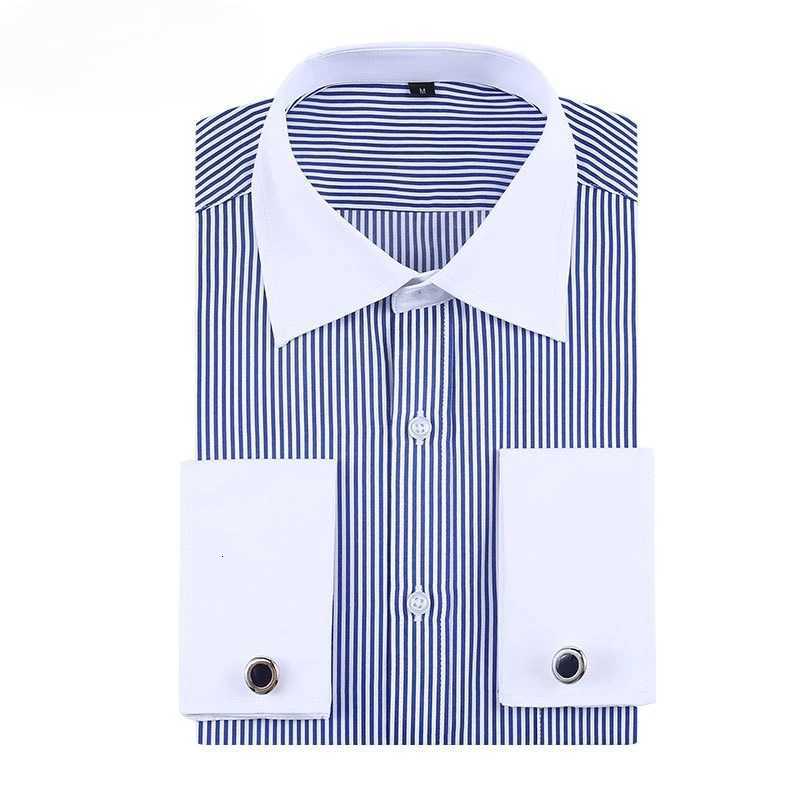Social Formal French Cuff Long Sleeve Men Shirt Wedding Party Office Work Mens Dress Shirt Solid Color White Shirts Business 6XL X250903