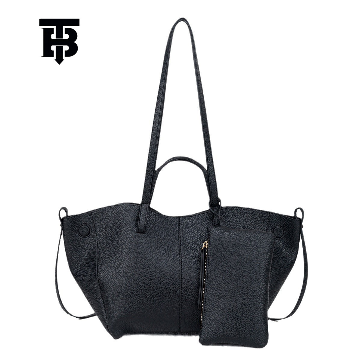 TB BHULAMTE Designer Fashionable Commuting Large-capacity Single-shoulder Bag, Lychee Pattern Niche Handbag Trendy Tote Mother-and-child Bag Light Lux