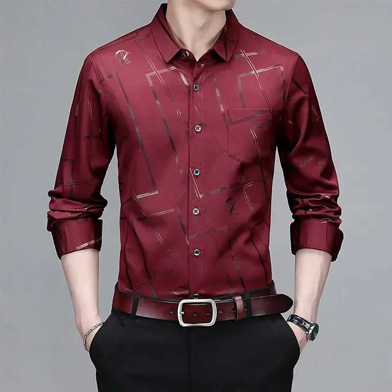 Mens Casual and Fashionable Long Sleeved Printed Shirt Non Ironing and Wrinkle Resistant Business Top X250903