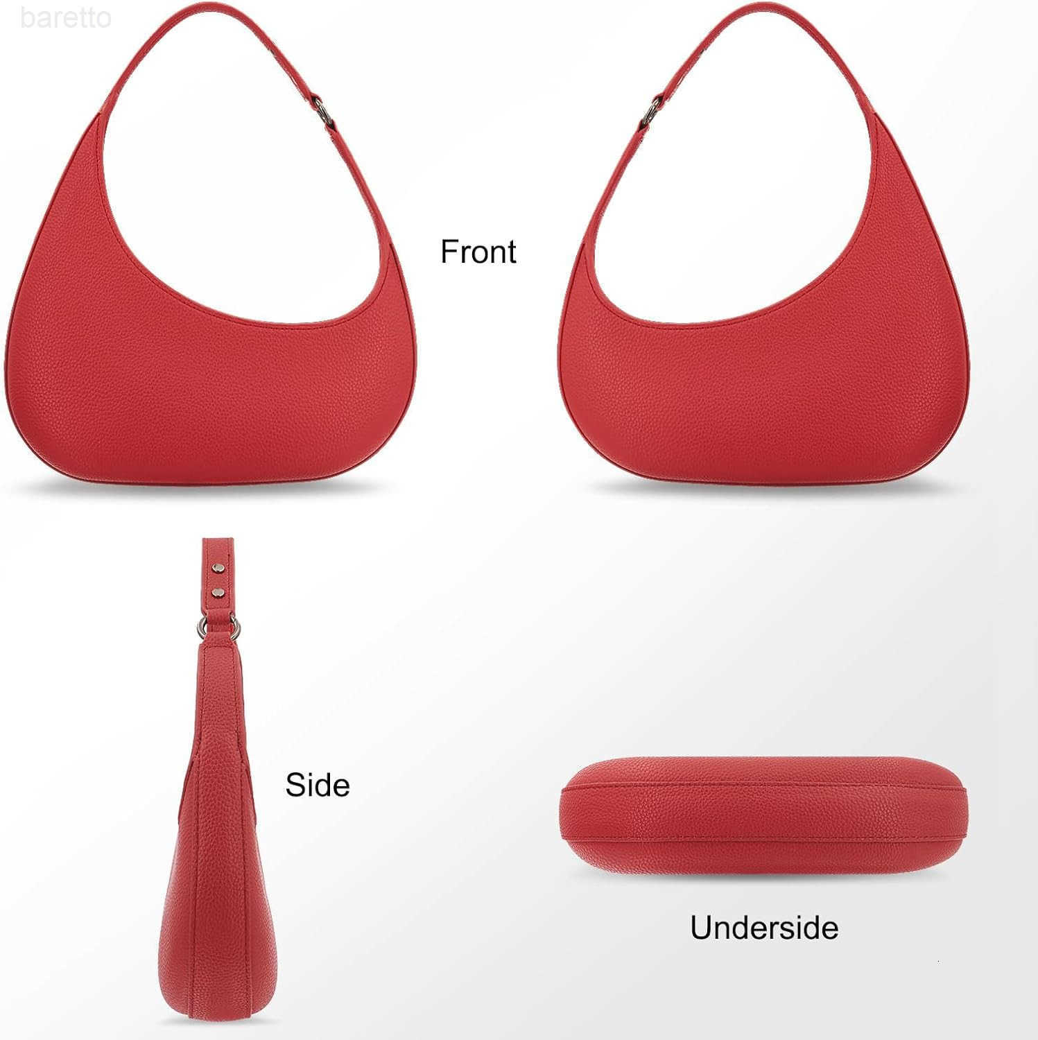 Womens Small Black Leather Shoulder Bag Trendy Lightweight Handbag for WomenStylish Crescent Purse M250903