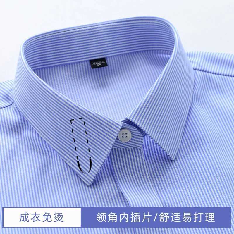 Mens Long Sleeve SolidStripe Dress Shirt NonIron Formal Business Social Buttonup Easy Care Luxury DP Cotton Shirts X250903